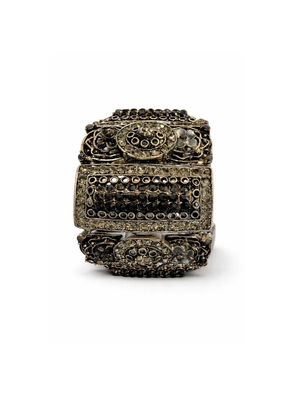 Cookie Lee Black Rhinestone Statement Bracelet | Vintage Glam Cuff